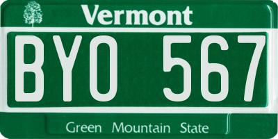 VT license plate BYO567