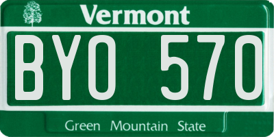 VT license plate BYO570