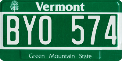 VT license plate BYO574