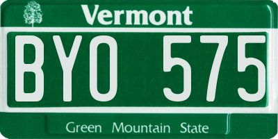 VT license plate BYO575