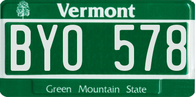 VT license plate BYO578