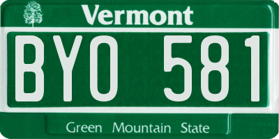 VT license plate BYO581