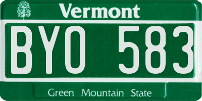 VT license plate BYO583