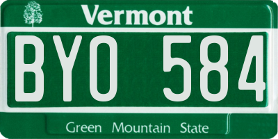 VT license plate BYO584