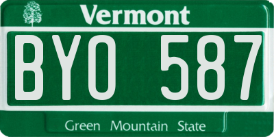 VT license plate BYO587
