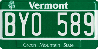 VT license plate BYO589
