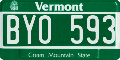 VT license plate BYO593
