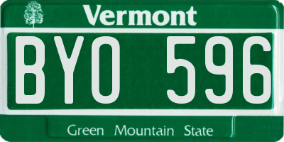 VT license plate BYO596