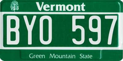 VT license plate BYO597