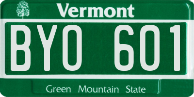 VT license plate BYO601