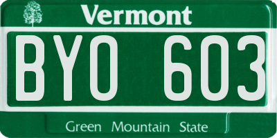 VT license plate BYO603