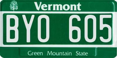VT license plate BYO605