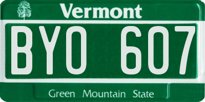 VT license plate BYO607
