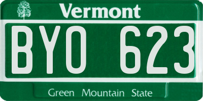 VT license plate BYO623
