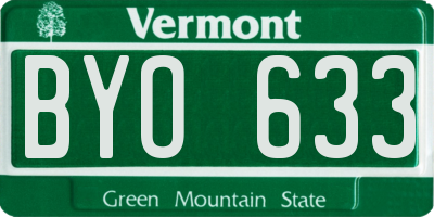 VT license plate BYO633