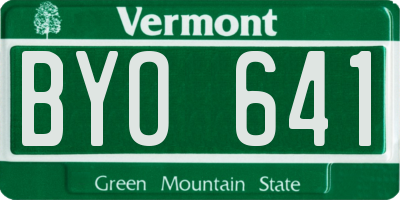 VT license plate BYO641