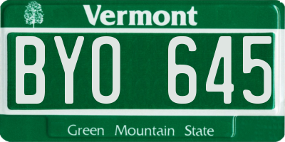 VT license plate BYO645