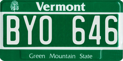 VT license plate BYO646
