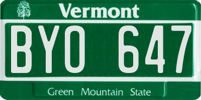 VT license plate BYO647