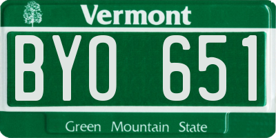 VT license plate BYO651