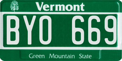 VT license plate BYO669