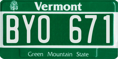 VT license plate BYO671