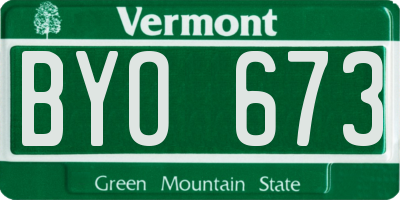 VT license plate BYO673