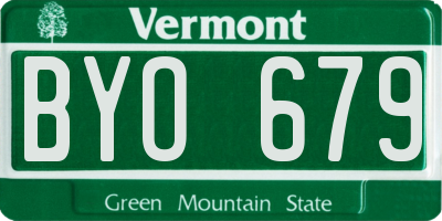 VT license plate BYO679