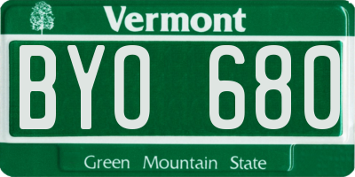 VT license plate BYO680