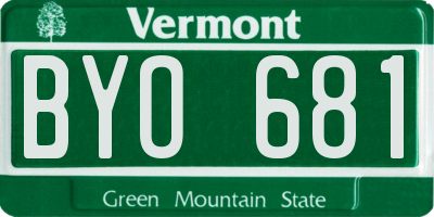VT license plate BYO681