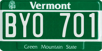 VT license plate BYO701