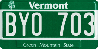 VT license plate BYO703
