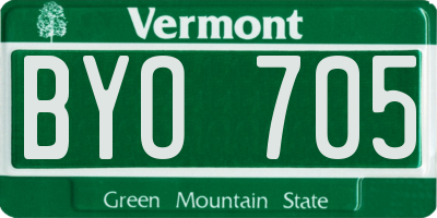 VT license plate BYO705
