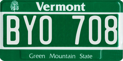 VT license plate BYO708