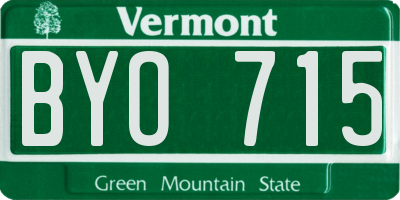 VT license plate BYO715