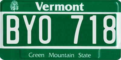 VT license plate BYO718
