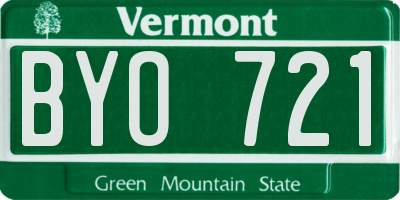 VT license plate BYO721