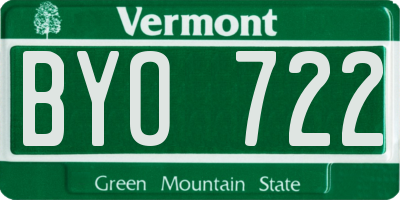 VT license plate BYO722