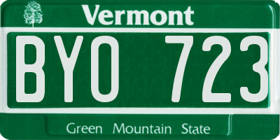 VT license plate BYO723