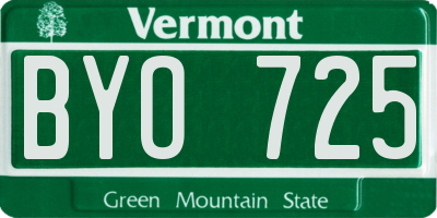 VT license plate BYO725