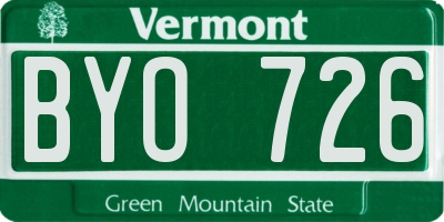 VT license plate BYO726