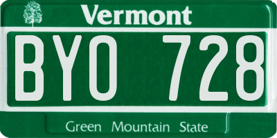 VT license plate BYO728