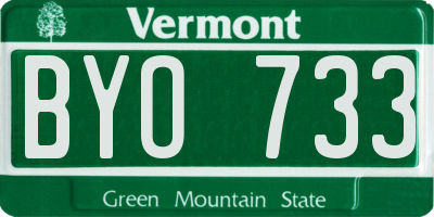 VT license plate BYO733
