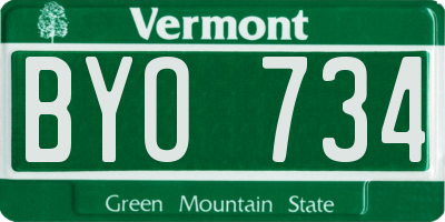 VT license plate BYO734