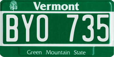 VT license plate BYO735