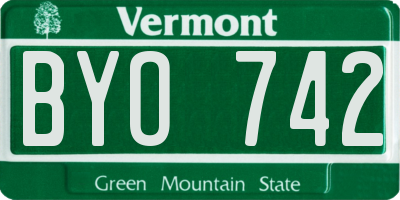 VT license plate BYO742