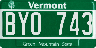 VT license plate BYO743