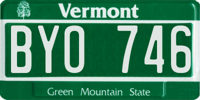VT license plate BYO746