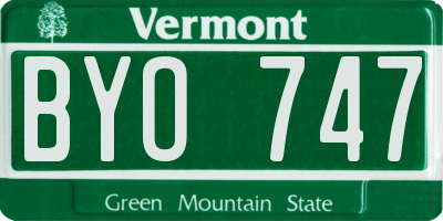 VT license plate BYO747