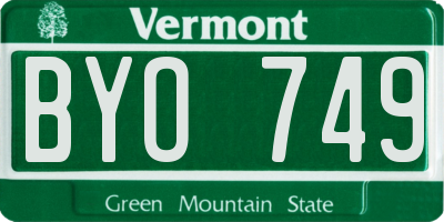 VT license plate BYO749
